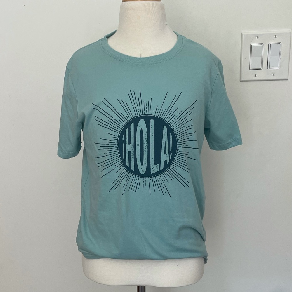 Girls Teal and blue “Hola” Shirt